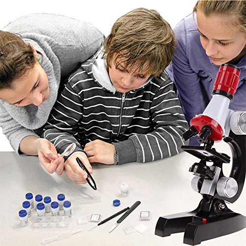 OneBelief Microscope Kit with LED for Kids Beginners, 100X, 400X, and 1200X Magnifications, Science Eductional Toys Gifts