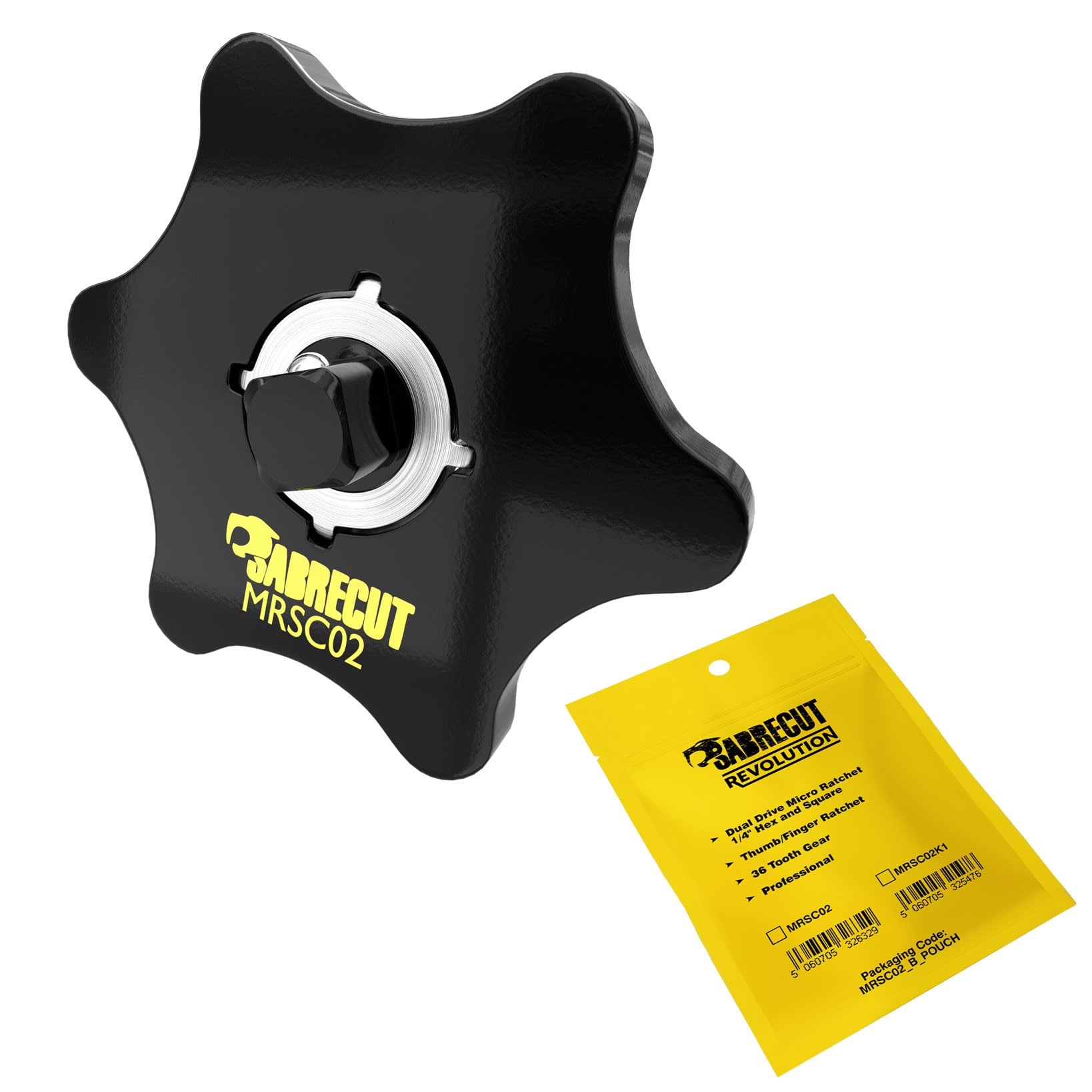 SabreCut 1 x MRSC02 DualDrive Square Drive Thumb Mini Micro Ratchet 1/4" Professional 36 Tooth Gear Finger Ratchet