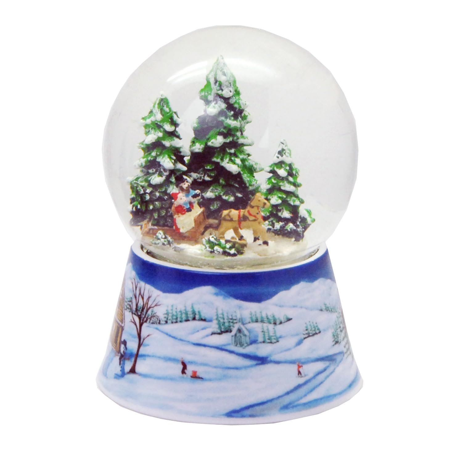 Minium Collection 20111 Snow Globe Christmas Tree Get Sledge Ride on Base Winter Landscape Medium Blue Music Box Winter Wonderland Diameter 100 mm