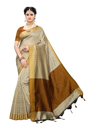 Womens Grey Color Printed Art Silk Saree With Blouse Piece (JAYANA-SSC GREY_Free Size)