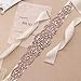 yanstar Handmade Rose Gold Rhinestone Crystal Pearls Wedding Bridal Belt Sash With Ivory Ribbon Sashes for Evening Party Prom Bridesmaid Dress
