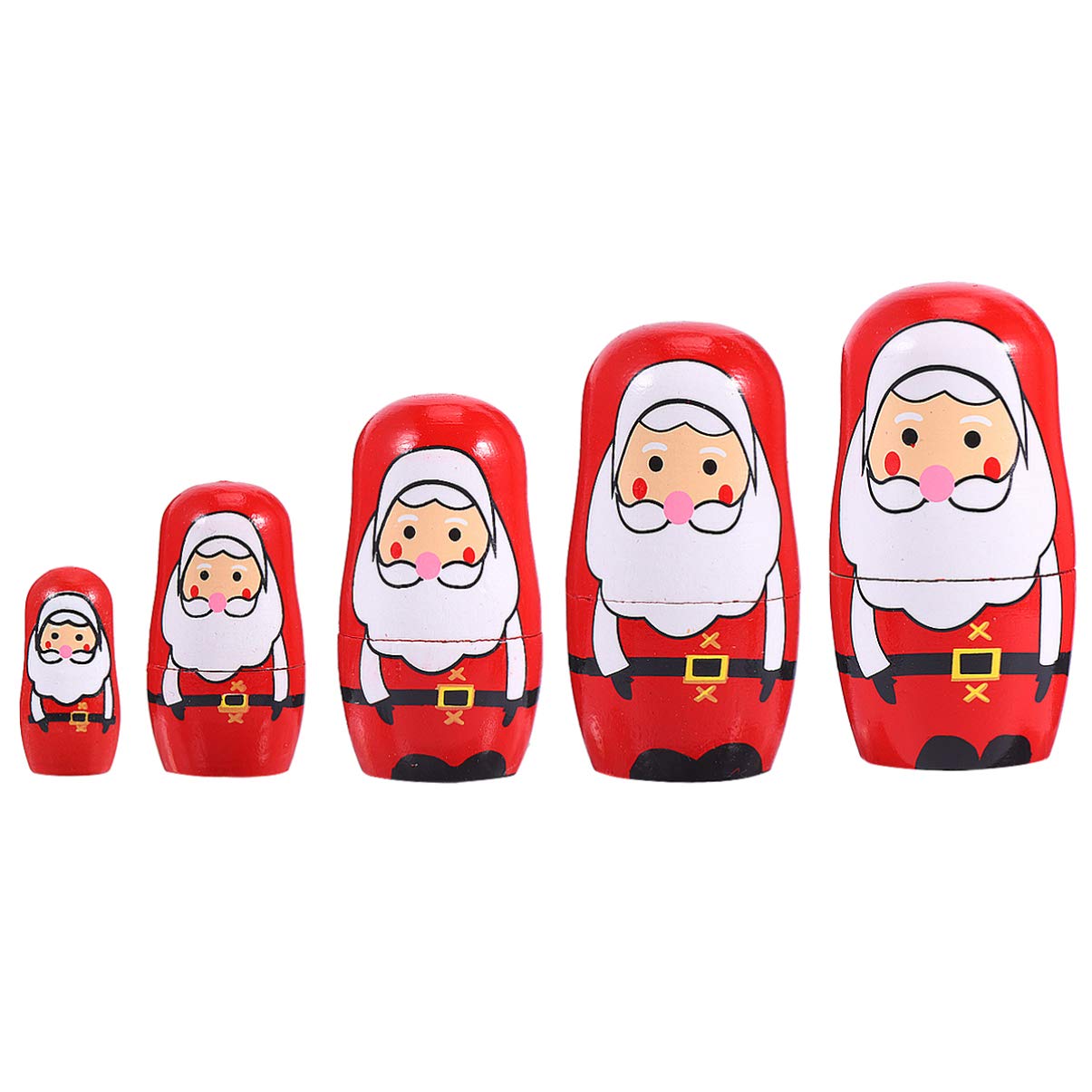 TOYANDONA Wooden Russian Nesting Dolls Christmas Santa Claus Matryoshka Dolls Set 5 Layers Stacking Doll Puzzles Educational Game for Children Kids