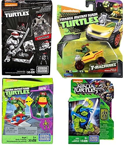 Mini Figure Heroes Mega Teenage Mutant Ninja Turtles Stealth Leo Micro Figure Shadows Comic + T-Machines Raphael in Monster Truck Diecast Vehicle TMNT Raph Skate Leonardo Eastman &amp; Laird Collection