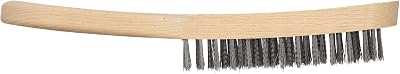 Wolfcraft Steel Wire Hand Brush 280mm Wooden Handle for Metal Wood Stone Rust