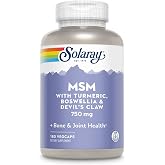 SOLARAY MSM 750 mg, 180 Capsules | Joint &amp; Connective Tissue Support, With Turmeric, Boswellia &amp; Devil's Claw, 180 Servings, Lab Verified