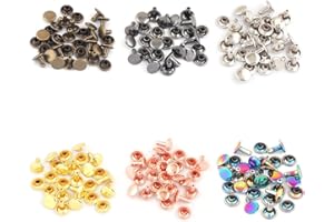 YEWIN Tubular Double Cap Rivets - 9mm Rainbow Metal Button Round Rapid Rivet,Rivet Studs for Purse Bags Handbags Shoes Belts Leather Craft Repair (Each Color 20 PCS)