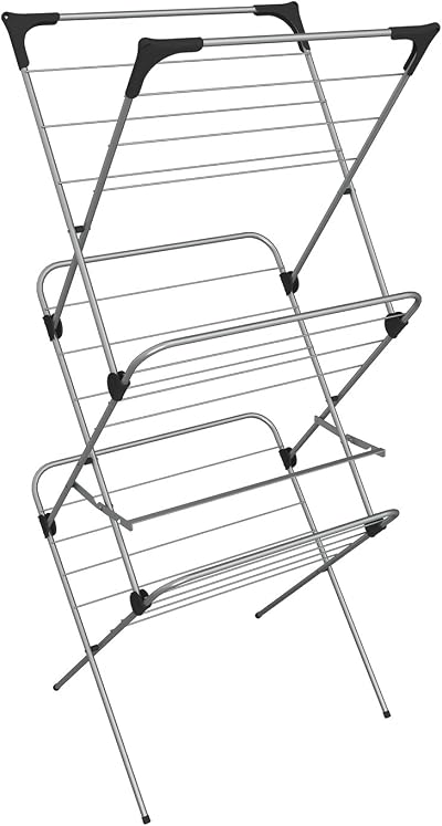 Vileda Sprint 3-Tier Clothes Airer, 20m Indoor Drying Rack, Foldable