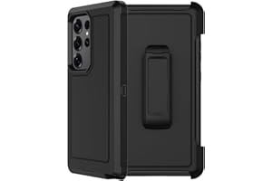 RubCase for Samsung Galaxy S25 Ultra Case with 2X Screen Protector, Dual Layer Bumper Cover with Belt Clip Holster & Kickstand, Full Body Heavy Duty Phone Case for Galaxy S25 Ultra 5G (Black)