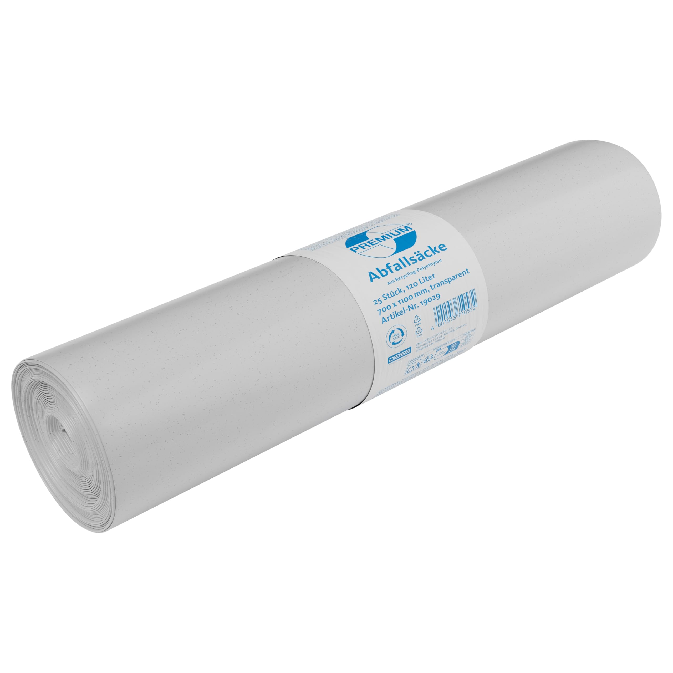 Deiss Premium Bin Bags Transparent Type 60, 120 Litres