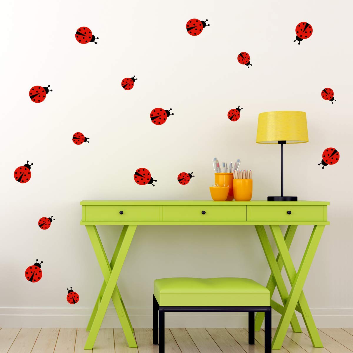 Ladybug Wall Decal Set of 17 Ladybirds Wall Sticker Handmade