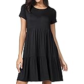 levaca Womens Summer Casual Dresses Beach Coverup Loose Short Sleeve T Shirt Dress 2025 Midi Outfit Sundress