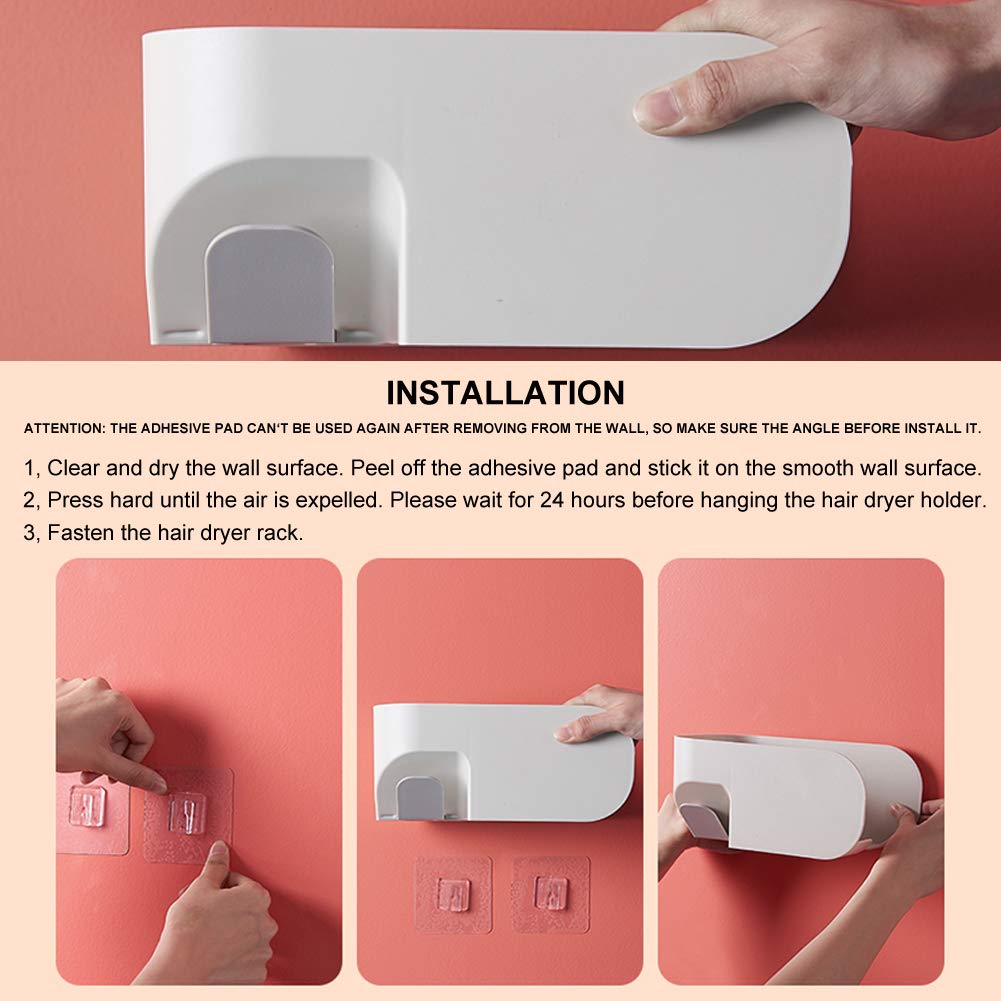 Ohne Bohren Wandhalterung Haartrocknerhalter Weiß Haarpflege Styling