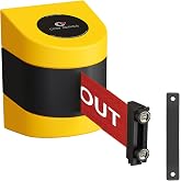 CCW Series WMB-230 Magnetic Wall Mount Retractable Belt Barrier, 30 Ft | Red with White Danger - Keep Out Lettering, Yellow ABS Case, For Corridors, Warehouse Aisles and Loading Bays.