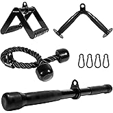 DYNASQUARE Cable Machie Attachments for Home Gym, LAT Pulldown Equipment, Gym Machine Accessories Set, Straight Pull Down Bar