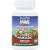 NaturesPlus Animal Parade Source of Life Sugar-Free MagKidz Children's Magnesium Supplement - Natural Cherry Flavor - 90 Count (Pack of 1) - Bone & Muscle Health Support - Gluten-Free