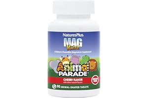 NaturesPlus Animal Parade Source of Life Sugar-Free MagKidz Children's Magnesium Supplement - Natural Cherry Flavor - 90 Count (Pack of 1) - Bone & Muscle Health Support - Gluten-Free