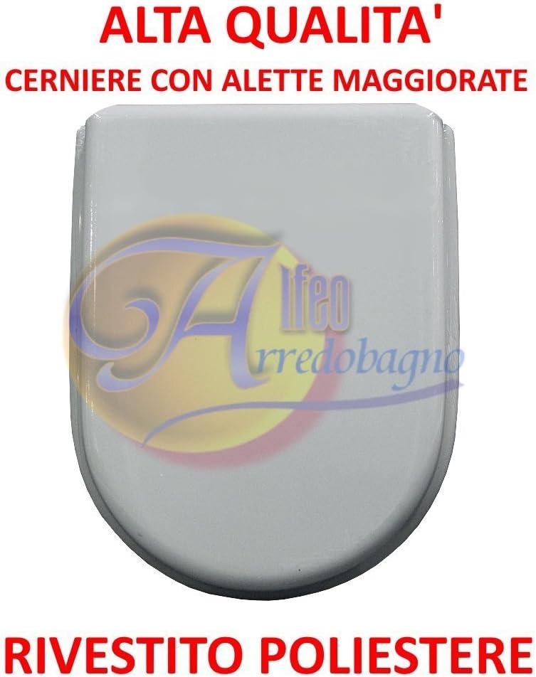 Copriwater Pozzi Ginori Italica, Bianco, In Poliestere Alta Qualità, Con Anima In Legno E Resina, Misure 50x36,5 Cm, Interasse 15 Cm