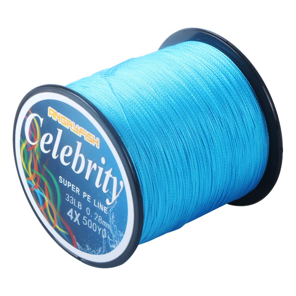 ANGRYFISH 4 Strands Super Strong Braided Fishing Line- Less Expensive -Zero Stretch -Small Diameter-Suitable For Novice Fishermen 500YD-Blue30LB