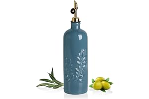 Sweejar 18 Oz Oil Dispenser for Kitchen with Gravity Spout, Ceramic Olive Oil Dispenser Bottle, Relief Opaque Vinegar Contain