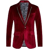 THWEI Mens Velvet Blazer Sport Coat Tuxedo Jacket for Prom Wedding Party Dinner