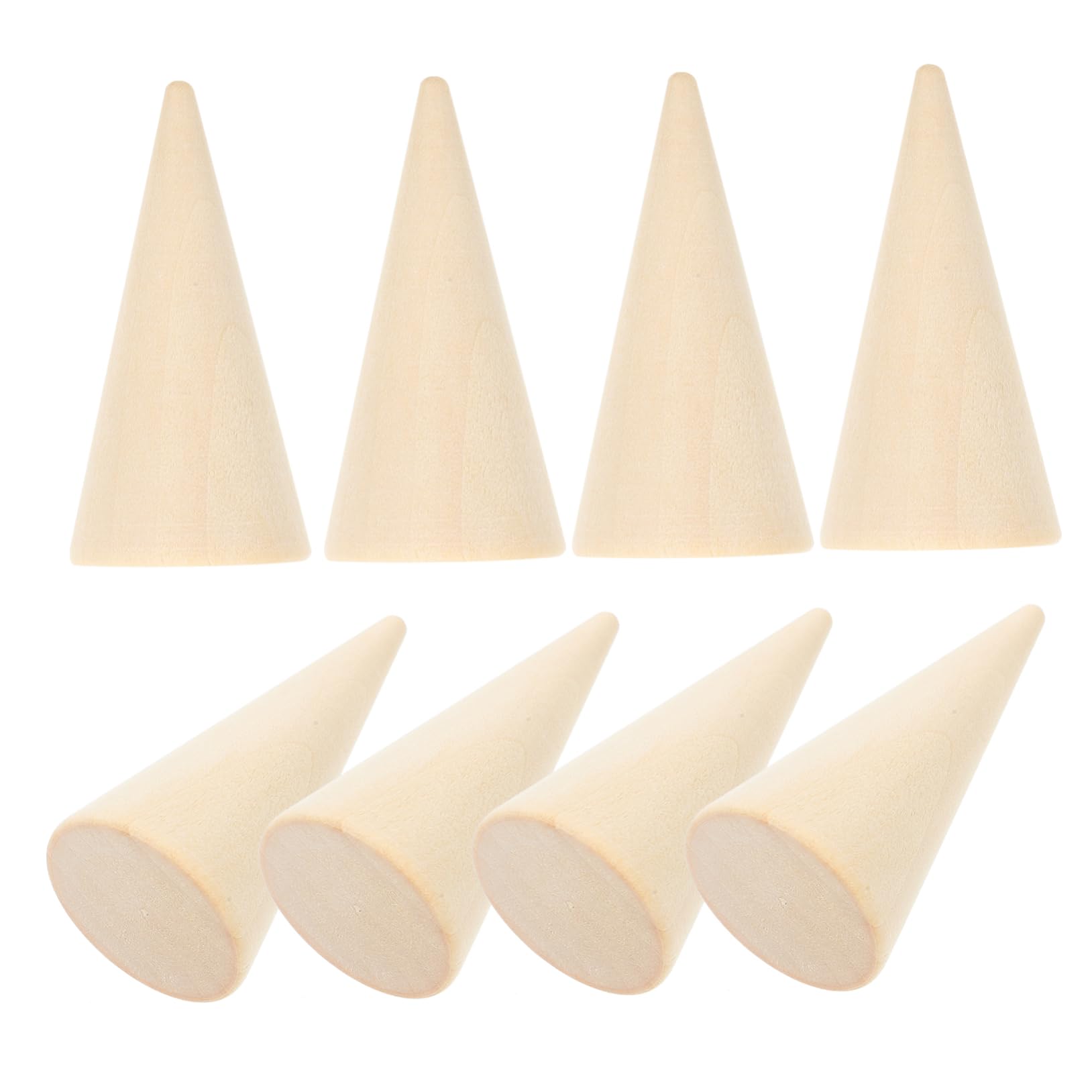 Ciieeo Wooden Cone Ornament 2.09 Inch Unpainted DIY Craft Cone Shape Display Stand for Rings Wedding Band Decoration and Painting Projects