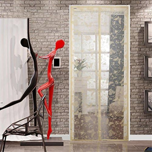 YUANWEI New Arrival Butterfly Flocking Mesh Mosquito Magnetic Curtain Anti Fly Mosquito Net Doors Curtain beige 100x210cm