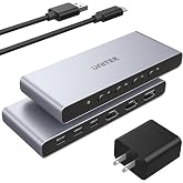 Unitek HDMI USB C Switch 4 Computers 1 Monitor with EDID | 4K@60Hz USB-C Switcher for Laptops PC PS5 Xbox Ipad Phone Tablet HDCP 2.3 HDR10+ Vedio, Quick Switch ,Plug and Play ,Gray
