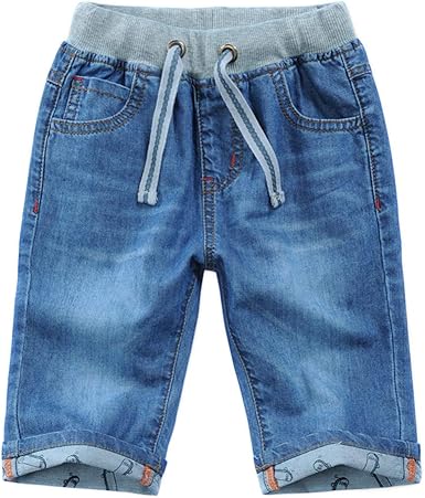 boys pull on denim shorts