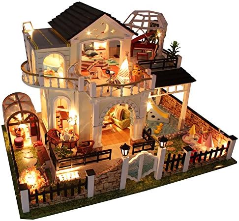 Ploy Elixir of Love miniature handmade wooden dollhouses diy kit Doll Cottage with Furniture + dust proof glasses music decorations creative assembling toys-birthday christmas gift D030