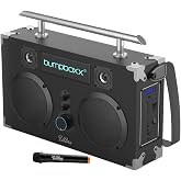 Bumpboxx Bluetooth Boombox Ultra Plus | Retro Boombox with Bluetooth Speaker | Includes Rechargeable Lithium Battery, Carrying Strap &amp; Mic | Easy to Carry | Black