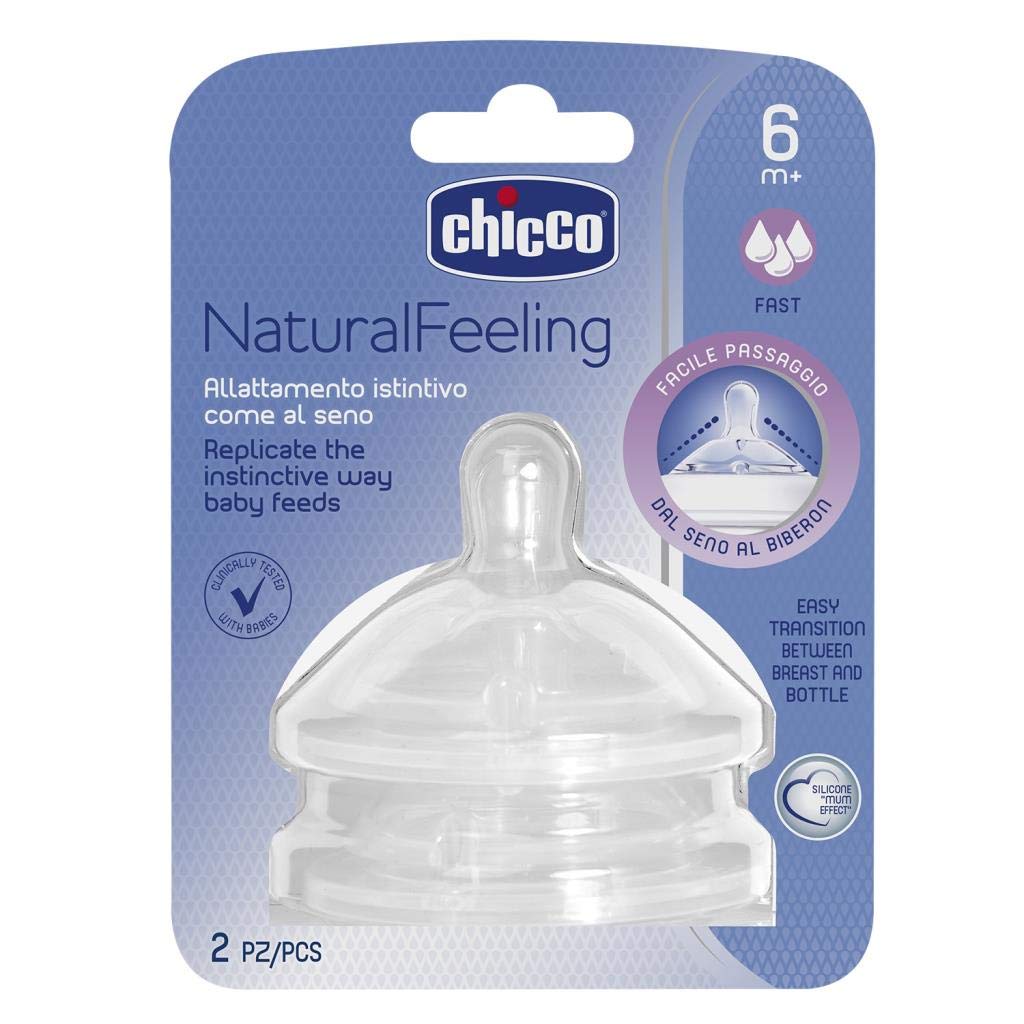 Chicco Step Up Silicone Teat from 6 Months, Quick Suction Flow, 2 Pieces