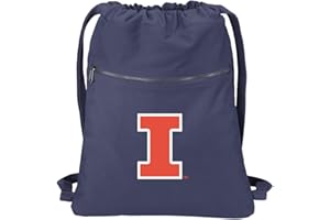 Broad Bay University of Illinois Drawstring Backpack RICH COTTON Illini Cinch Bag (Navy)