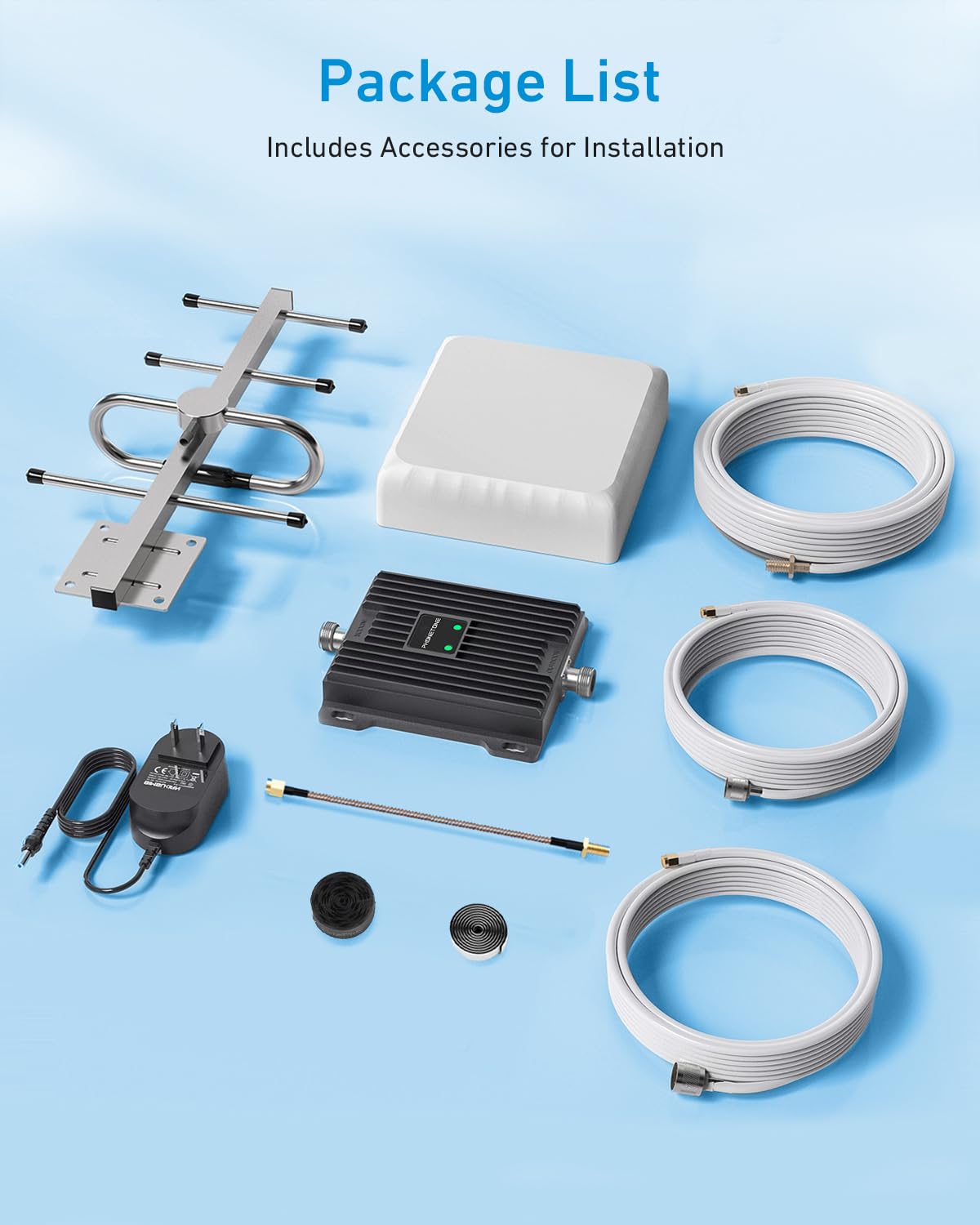 Cell Phone Signal Booster for Verizon and AT&T | Up to 4,500 Sq Ft | Boost 4G LTE 5G Signal on Band 12/13/17 | 65dB Dual Band Cellular Repeater with High Gain Antennas | FCC Approved
