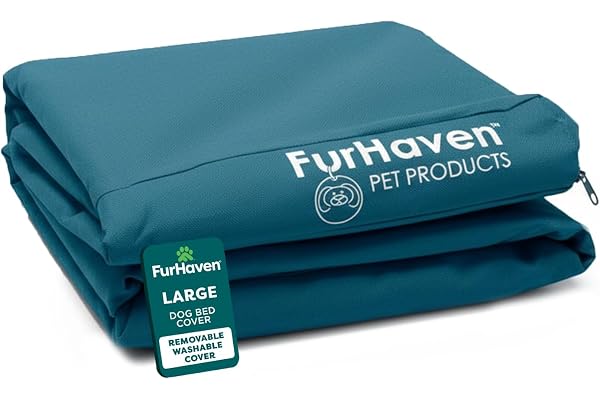 Furhaven Replacement Dog Bed Cover Water-Resistant Indoor/Outdoor Logo Print Oxford Polycanvas Mattress, Washable - Deep Lago