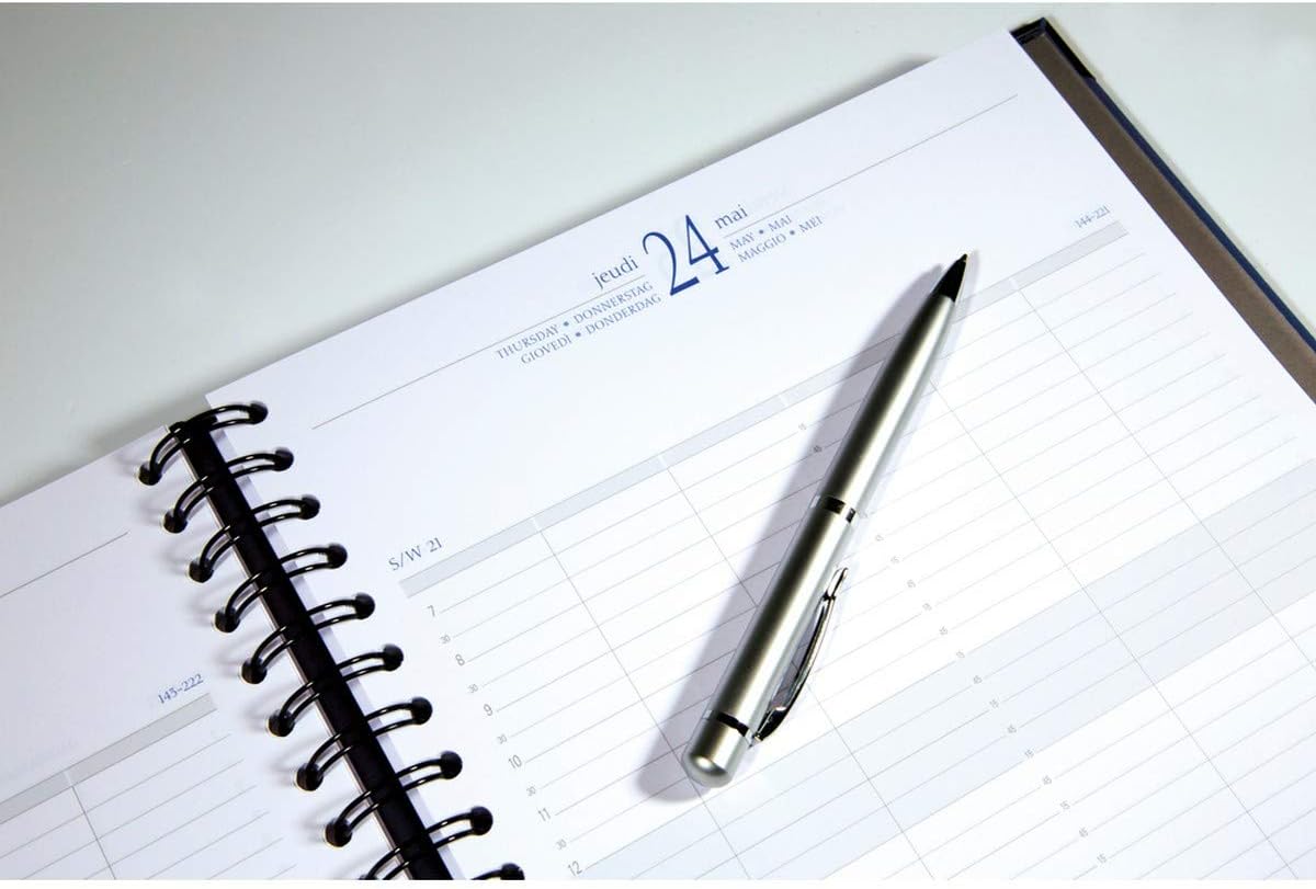 Exacompta - 296122E - Time 29S Spiral Lined Canvas Daily Diary - 21 cm x 29.7 cm - January 2025 to December 2025 - Blue - Image 4