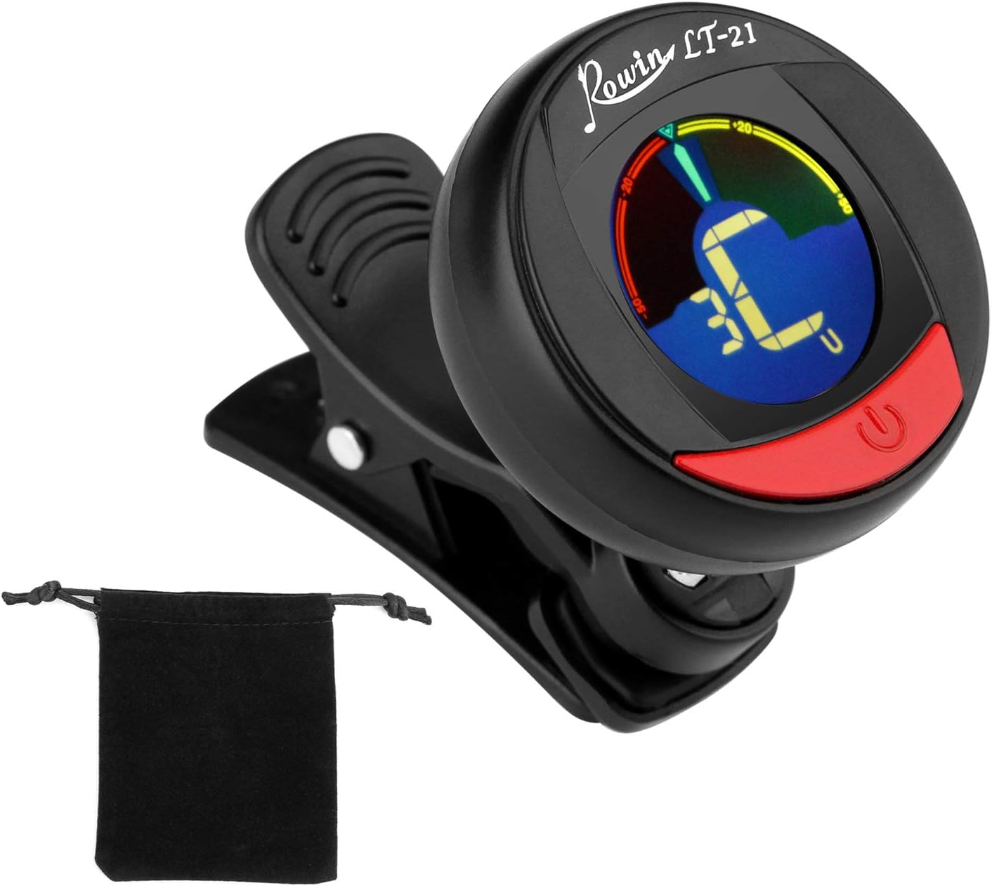 Fitnate Clip-On Tuner for Guitar, Bass & Violin, Chromatic Colorful LCD Display 360 Degree Rotating Auto Power Off Battery Included with a Pouch