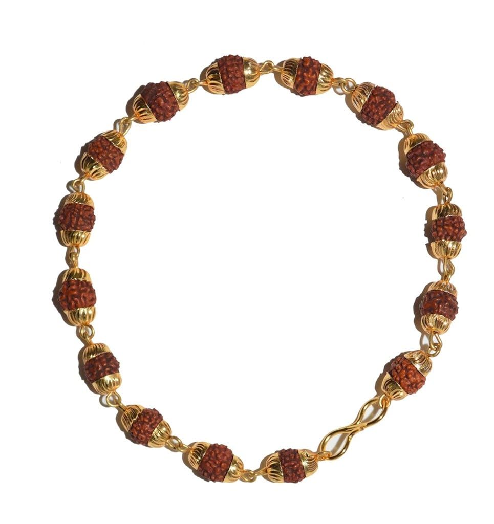 Buy Fabzeel Rudraksha Bracelet Gold Plated Hindu Religious 6 MM Bracelet For Men at Amazon.in