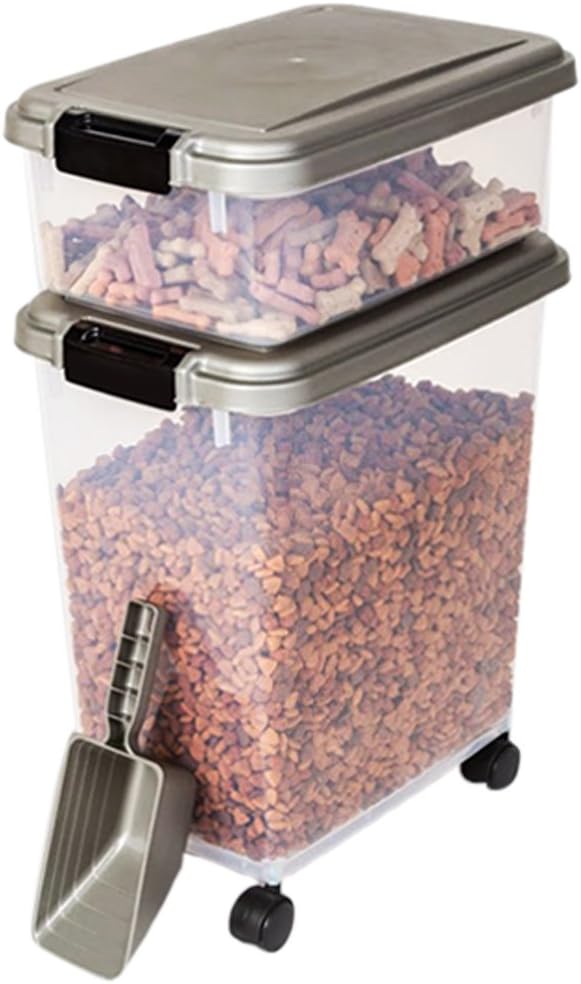 Myriad Pet Solutions 3 Piece Pet Food Storage Bin with Scoop, Silver
