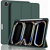 ZryXal New iPad Pro 13 Inch Case (M5) 2025 / (M4) 2024 with Pencil Holder, Smart iPad Case [Support Pencil Pro and Pencil (USB-C)], Support Touch ID and Auto Wake/Sleep (Midnight Green)