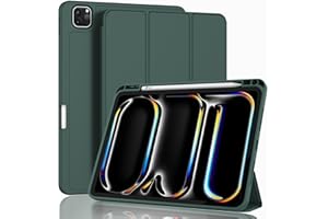 ZryXal New iPad Pro 13 Inch Case M4 (2024 Model, 7th Generation) with Pencil Holder, Smart iPad Case [Support Pencil Pro and Pencil (USB-C)], Support Touch ID and Auto Wake/Sleep (Midnight Green)