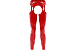 Loloda Men's Leather Hollow Out Chaps Pants Biker Cowboy Riding Racing Chaps Trousers Costume