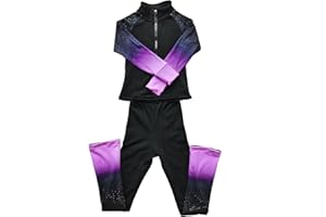 JoyCan Figure Skating Training Pants Jackets Girls Fleece Shiny Colored Diamond Girl Comfortable Warm Tracksuit