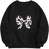 Migxsaf Girls Bow Sweatshirt Cute Graphic Kids Sweatshirts Long Sleeve Shirts Crewneck Pullover Top