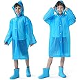 Opret 2 Pack Raincoats for Kids, Reusable Rain Ponchos with Hood and Sleeves Waterproof Rain Coats for Boys and Girls