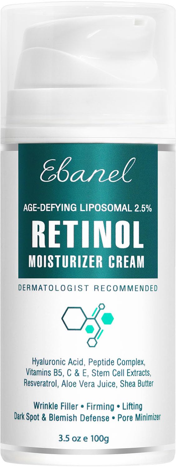 Ebanel 2.5 Retinol Cream Face Moisturizer with Peptides, Vitamin C, Hyaluronic Acid, Anti Aging
