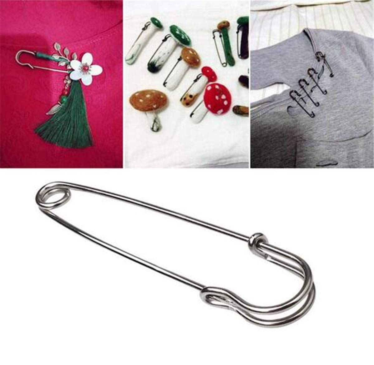 ReachTop Pack of 30 Large Safety Pins, 2.76