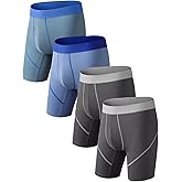 Auxo Long Boxer Briefs for Men Performance Anti Chafing Underwear with Fly Athletic Long Leg Boxer Briefs for Men Pack