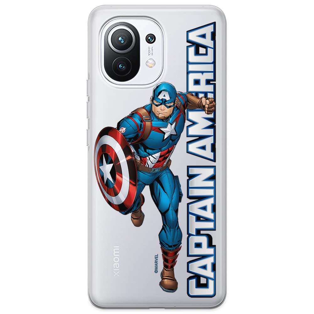 ERT GROUP mobile phone case for Xiaomi 11 original and officially Licensed Marvel pattern Captain America 030 optimally adapted to the shape of the mobile phone, partially transparent