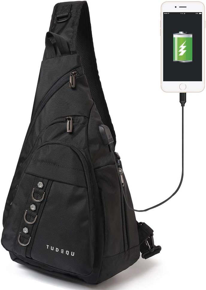 Tudequ Crossbody Sling Chest Shoulder Hiking Backpack Bag Daypack for Men Women