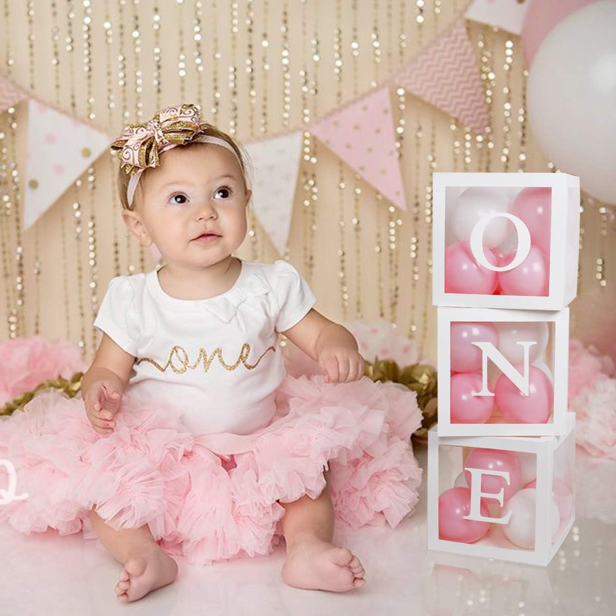 One Boxes for 1st Birthday Boys, 3pcs "ONE" Birthday Balloon Boxes with Letters - Image 5